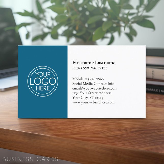 Carte De Visite Conception Classique avec Logo et Coordonnées - Bl (Classic Business Card Design with Your Logo and contact information - low minimum)