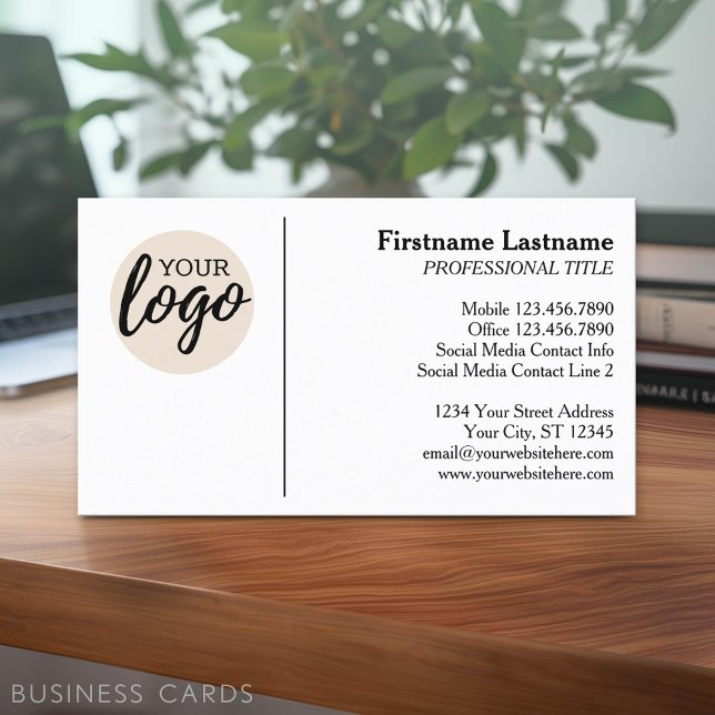 Carte De Visite Conception classique avec logo et informations de  (Classic Business Card Design with Your Logo and contact information - low minimum)