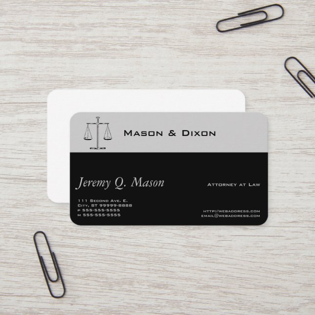 Carte De Visite Conception classique des balances de la justice mé (Devant/Arrière en situation)