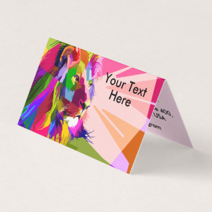 Carte De Visite Conception d'art pop prismatique coloré de lion