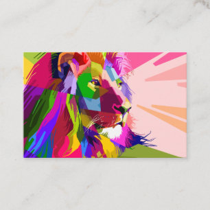 Carte De Visite Conception d'art pop prismatique coloré de Lion-62