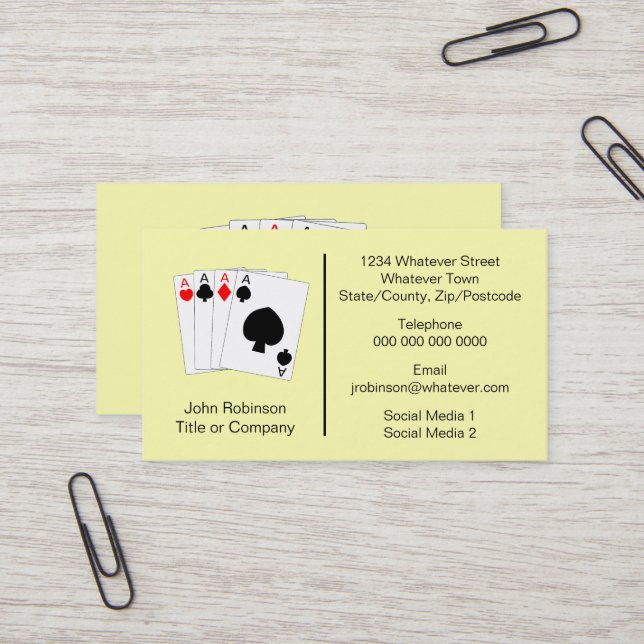 Carte De Visite Conception d'As Casino (Devant/Arrière en situation)