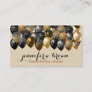 Carte De Visite Conception de ballon de fête avec paillettes beige