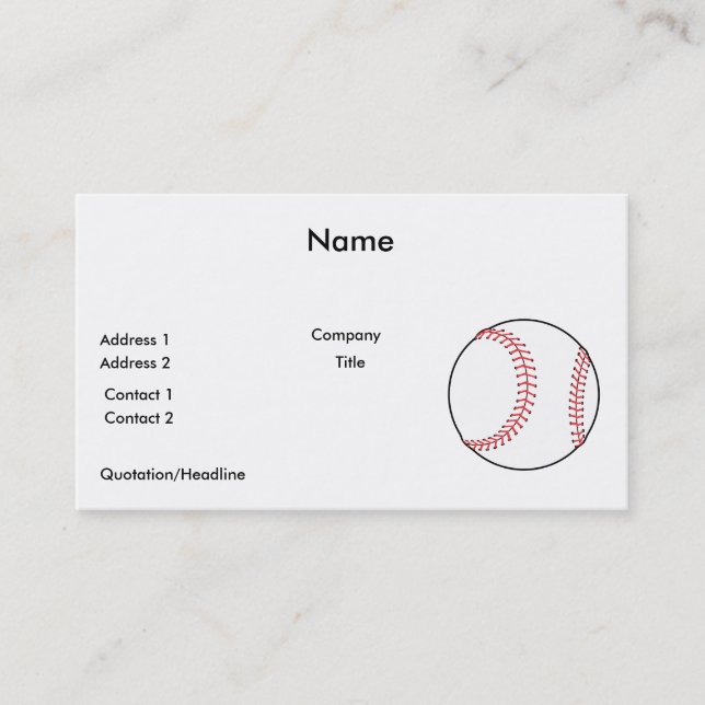 Carte De Visite conception de baseball classique (Devant)