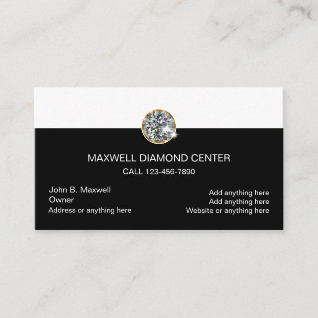 Carte De Visite Conception de bijoux en diamant (Devant)