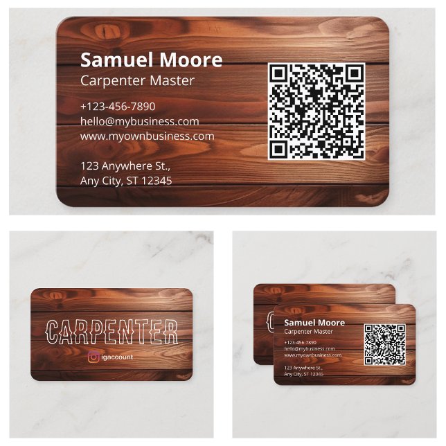Carte De Visite Conception de bois de maître charpentier (Carpenter Master Design Wood Business Card
)