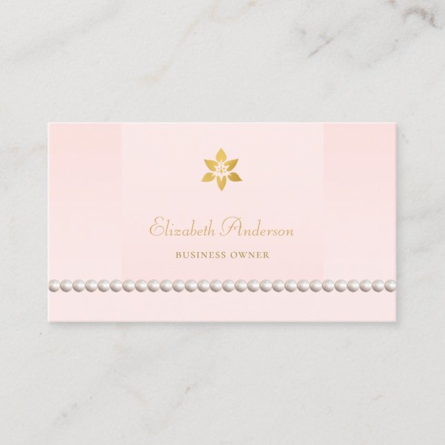 Carte De Visite Conception de bordure perle rose blush (Devant)