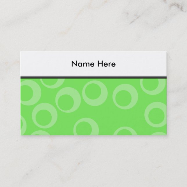Carte De Visite Conception de cercle en vert. Rétro motif. Coutume (Devant)