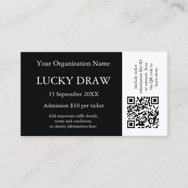 Carte De Visite Conception de code QR personnalisé pour billets d' (Devant)