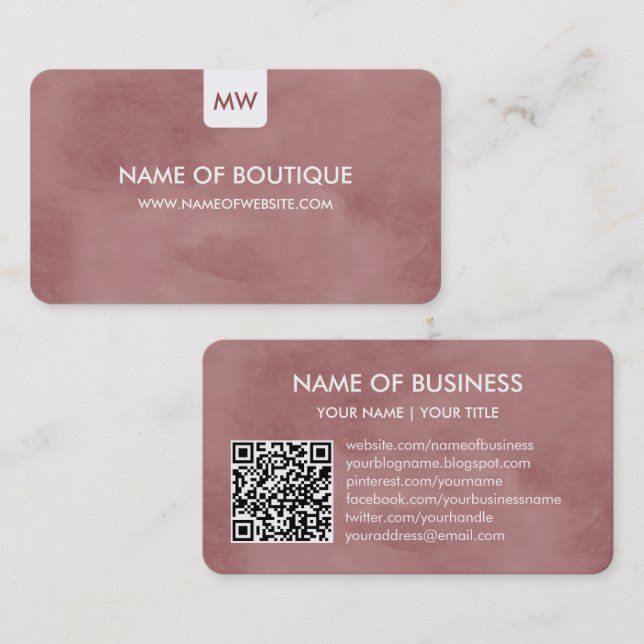 Carte De Visite Conception de code QR pour boutique mauve (Devant / Derrière)