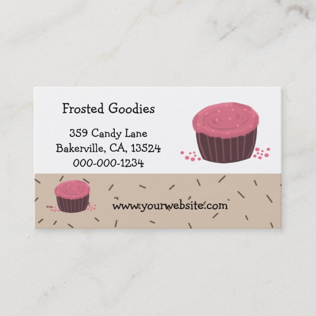 Carte De Visite Conception de Cupcake Rose (Devant)