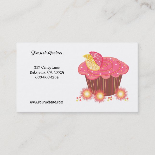 Carte De Visite Conception de Cupcake Rose Sucré (Devant)
