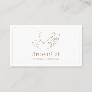 Carte De Visite Conception de dessin de chat marron minimaliste po
