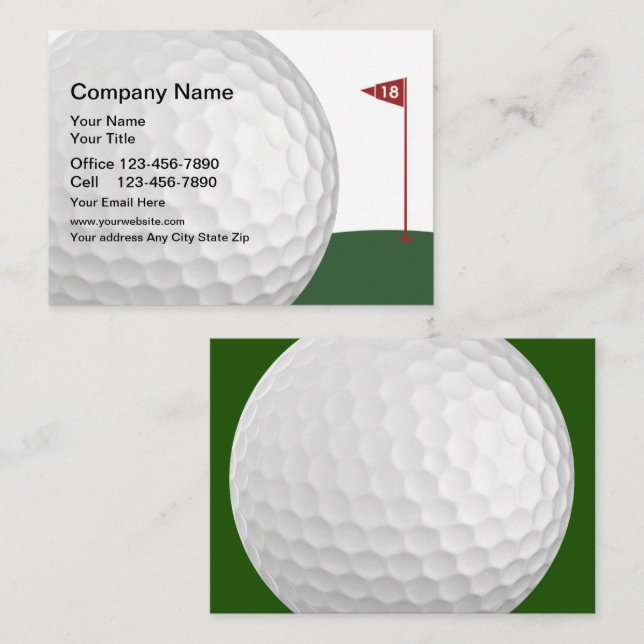 Carte De Visite Conception de Golf 18 Trous (Devant / Derrière)