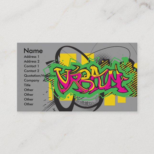 Carte De Visite conception de graffiti urbain (Devant)