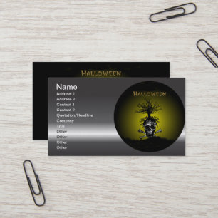Carte De Visite Conception de Halloween avec le crâne et l'arbre