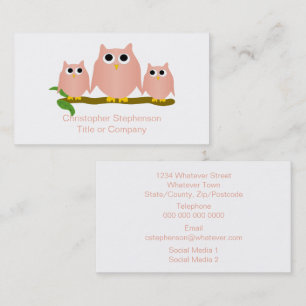 Carte De Visite Conception de hiboux roses