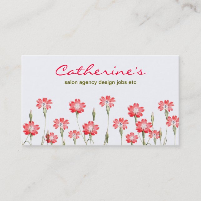 Carte De Visite conception de jardin de fleurs rouges (Devant)