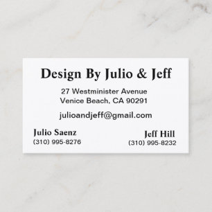 Carte De Visite Conception de Julio et de Jeff