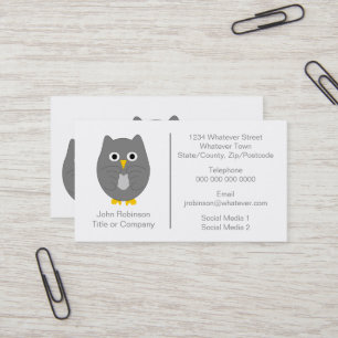 Carte De Visite Conception de la chouette grise