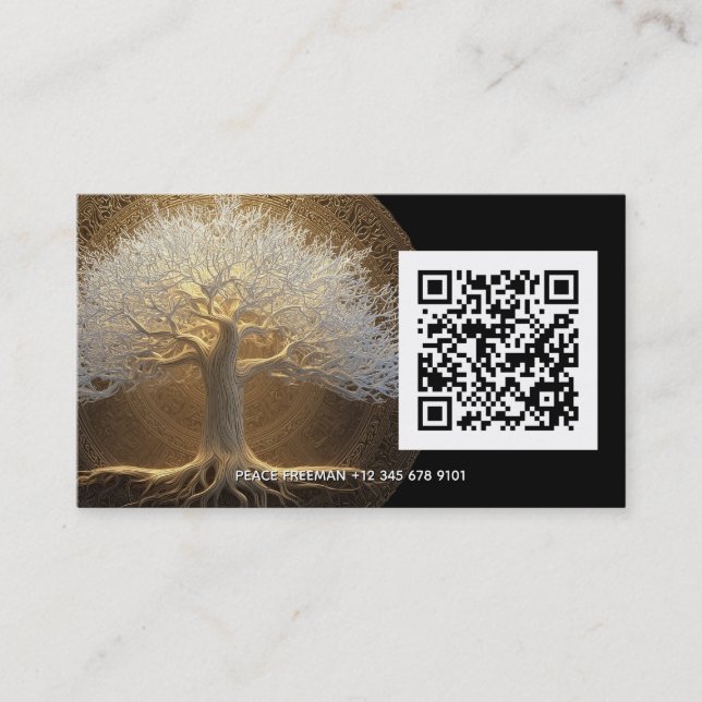 Carte De Visite Conception de l'Arbre de Lumière Éternelle | Arbre (Devant)