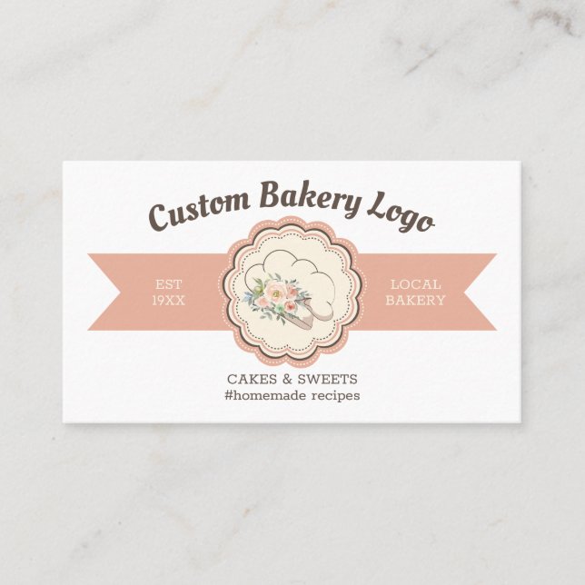 Carte De Visite Conception de logo de chef pâtissier de casquette  (Devant)