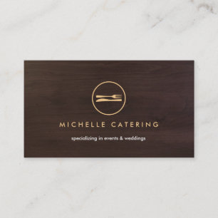 Carte De Visite CONCEPTION DE LOGO DE FORK & KNIFE sur WOODGRAIN B