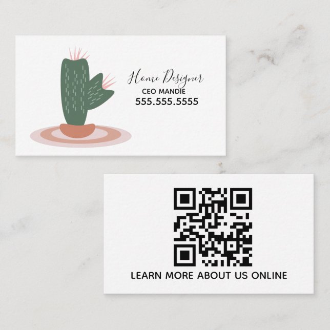 Carte De Visite Conception de maison de Cactus Plante  (Devant / Derrière)