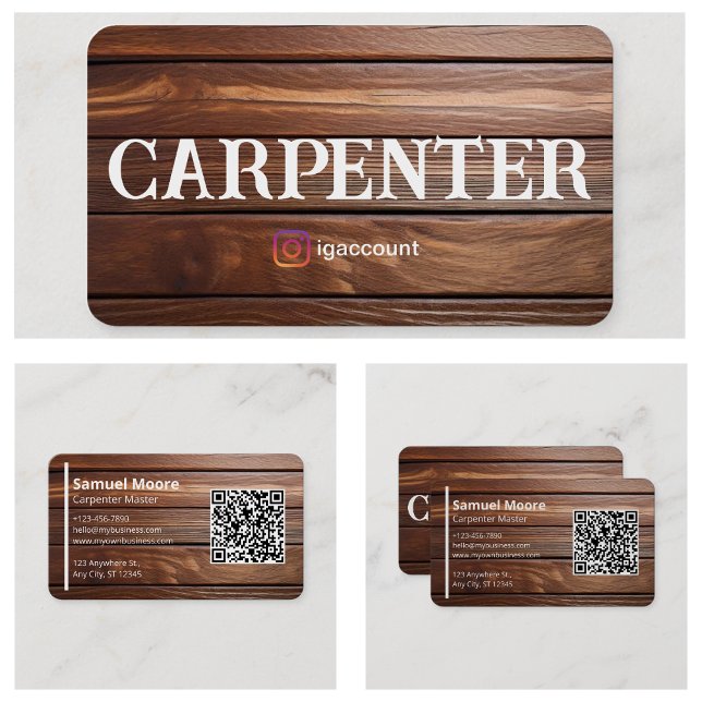 Carte De Visite Conception de modèle d'échantillon de menuisier co (Carpenter Sample Model Design Commercial Business Card
)