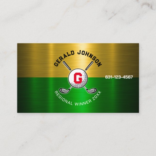 Carte De Visite Conception de monogramme centrée sur la balle de g (Devant)