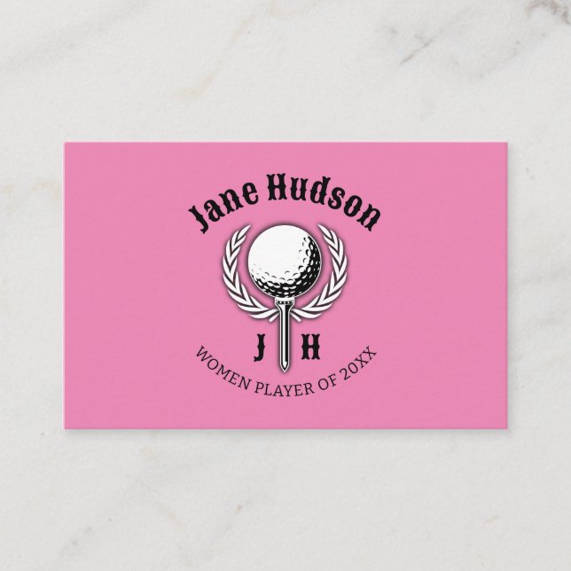 Carte De Visite Conception de monogramme de golf pour dames élégan (Devant)