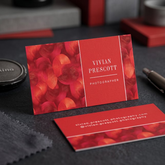 Carte De Visite Conception de motif de cercle abstrait moderne (Simulated business cards on table)