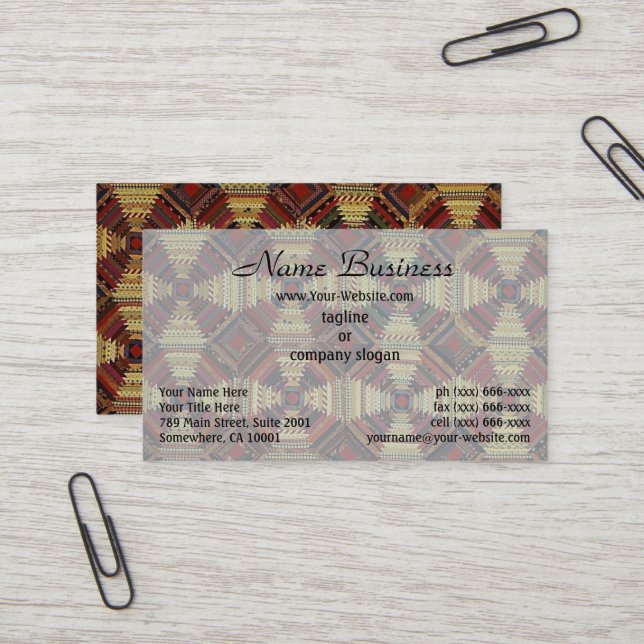 Carte De Visite Conception de patchwork de cabane en rondins d'ana (Devant/Arrière en situation)