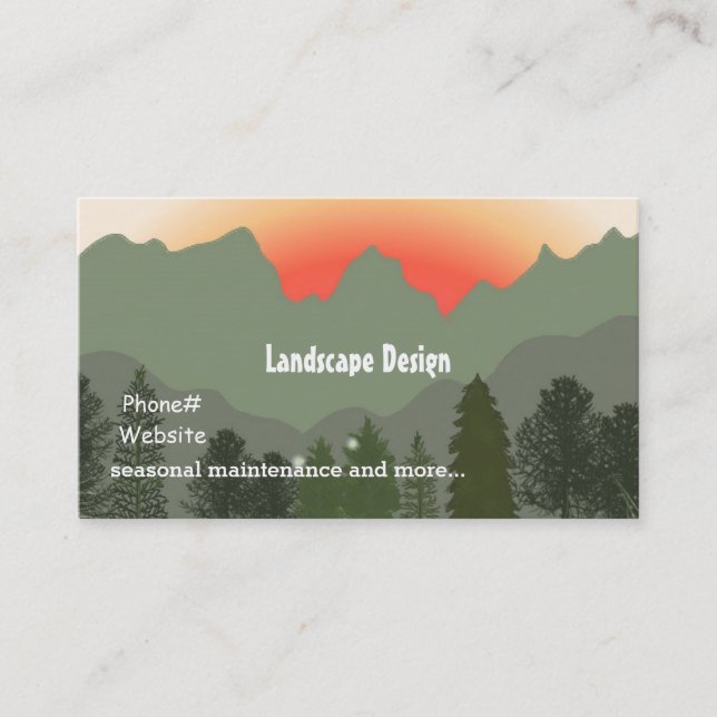 Carte De Visite Conception de Paysage au Lever du Soleil (Devant)
