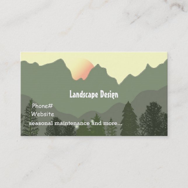 Carte De Visite Conception de paysages et entretien (Devant)