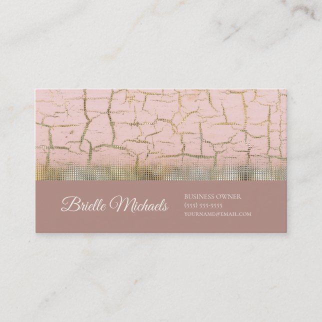 Carte De Visite Conception de peinture fissurée en or rose (Devant)