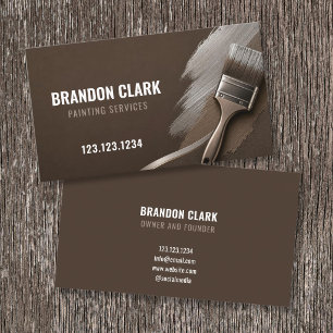 Carte De Visite Conception de pinceau à balayage argent marron esp