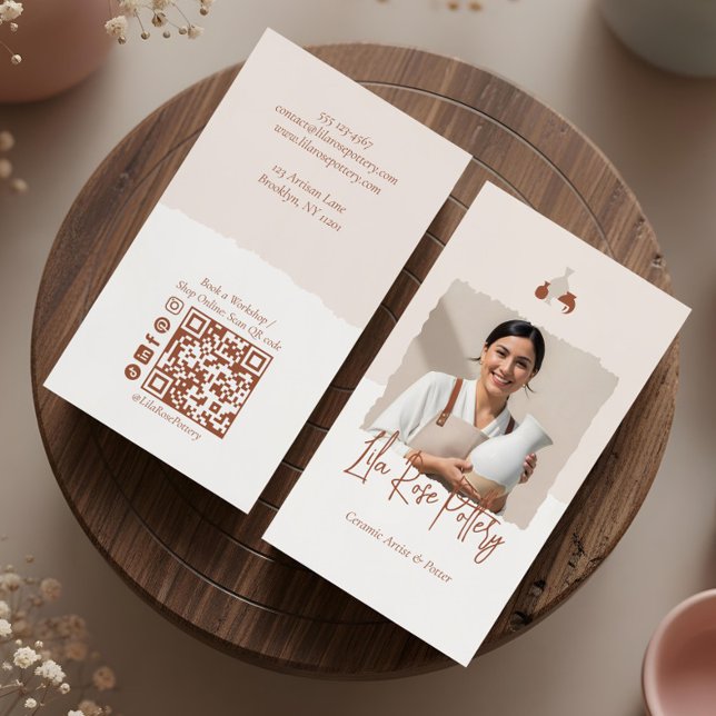 Carte De Visite Conception de poterie artisanale biologique rustiq (Minimal Rustic Organic Handmade Pottery Design Business Card)