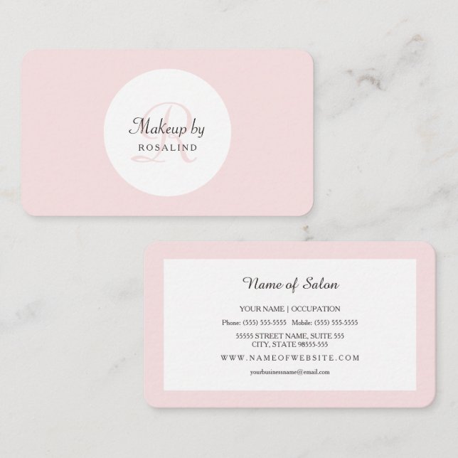 Carte De Visite Conception de salon de maquillage rose tendre (Devant / Derrière)