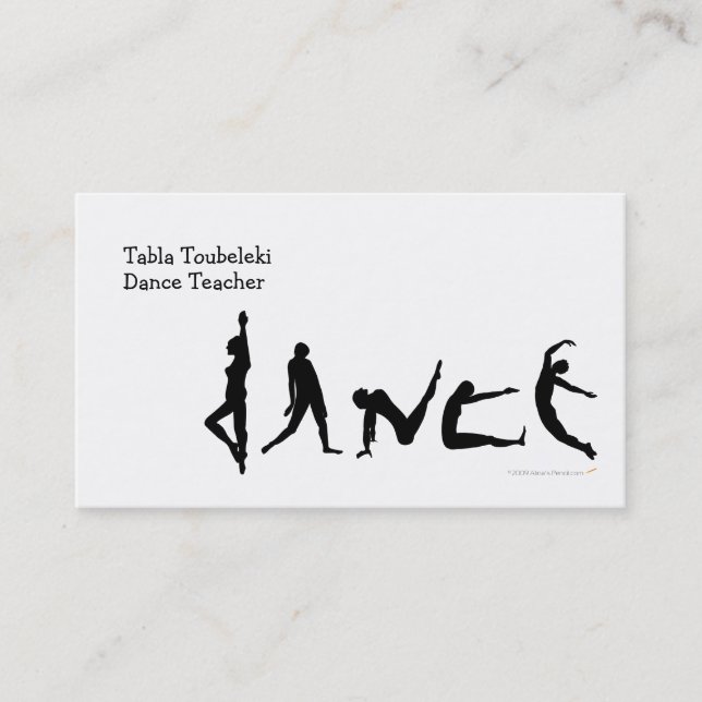 Carte De Visite Conception de silhouette de danse de danse (Devant)