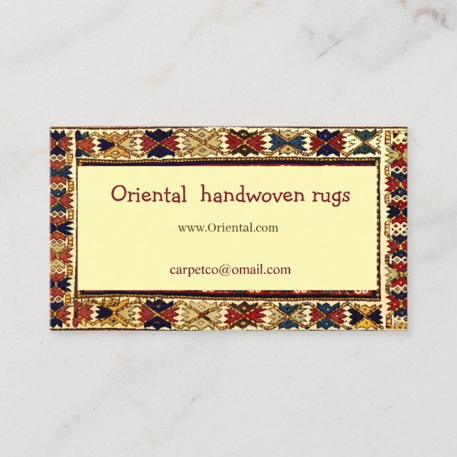 Carte De Visite Conception de tapis oriental dans des couleurs cha (Devant)