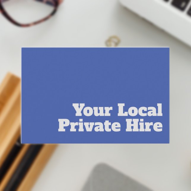 Carte De Visite Conception de taxi de location privée Bold & Clear (Private Hire Business Card)
