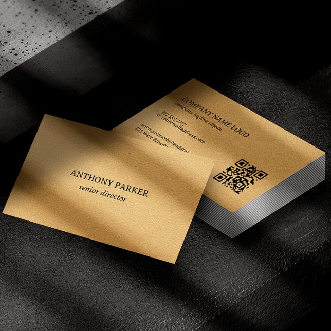 Carte De Visite Conception de texture en faux cuir doré (Créateur téléchargé)