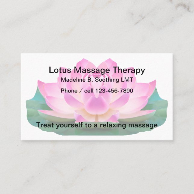 Carte De Visite Conception de thème de massage de fleur de lotus (Devant)