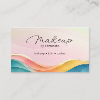 Carte De Visite Conception de vague de arc-en-ciel rose Script | A