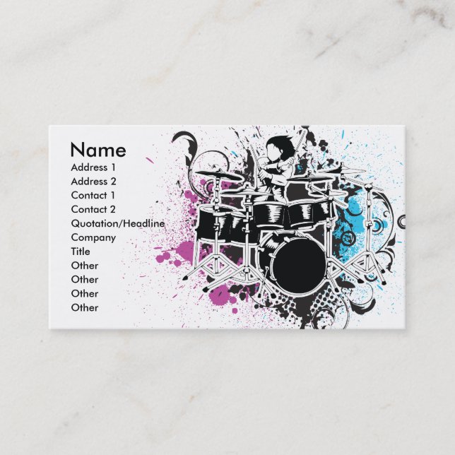 Carte De Visite conception de vecteur de batteur funky (Devant)