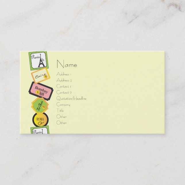 Carte De Visite Conception de voyage (Devant)