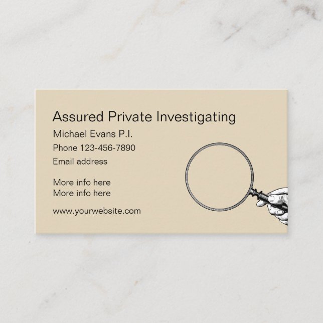 Carte De Visite Conception d'enquêteur privé (Devant)
