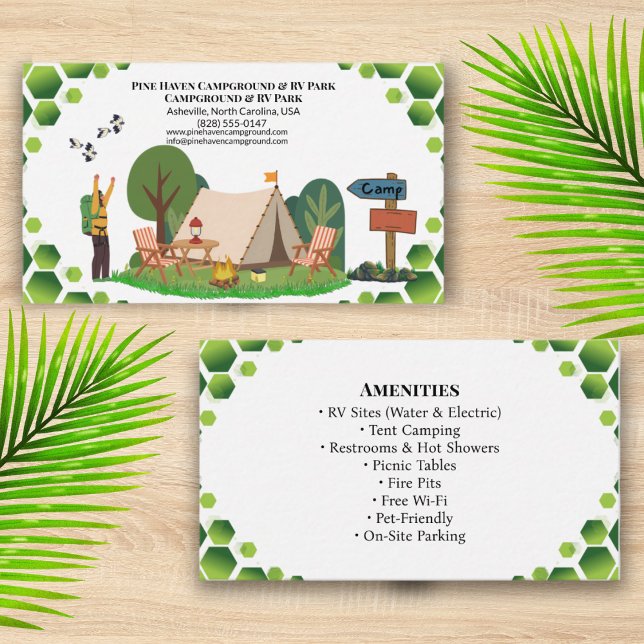Carte De Visite Conception d'entreprise de camping rustique pour p (Créateur téléchargé)