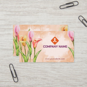 Carte De Visite Conception dessinée à la main de fleurs à l'aquare